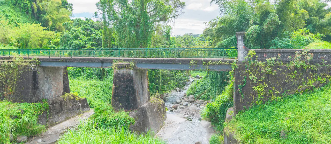 Le Pont de la falaise à Ajoupa Bouillon en Martinique,