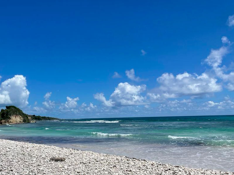 Plage de gros sable au helleux Sainte-Anne.